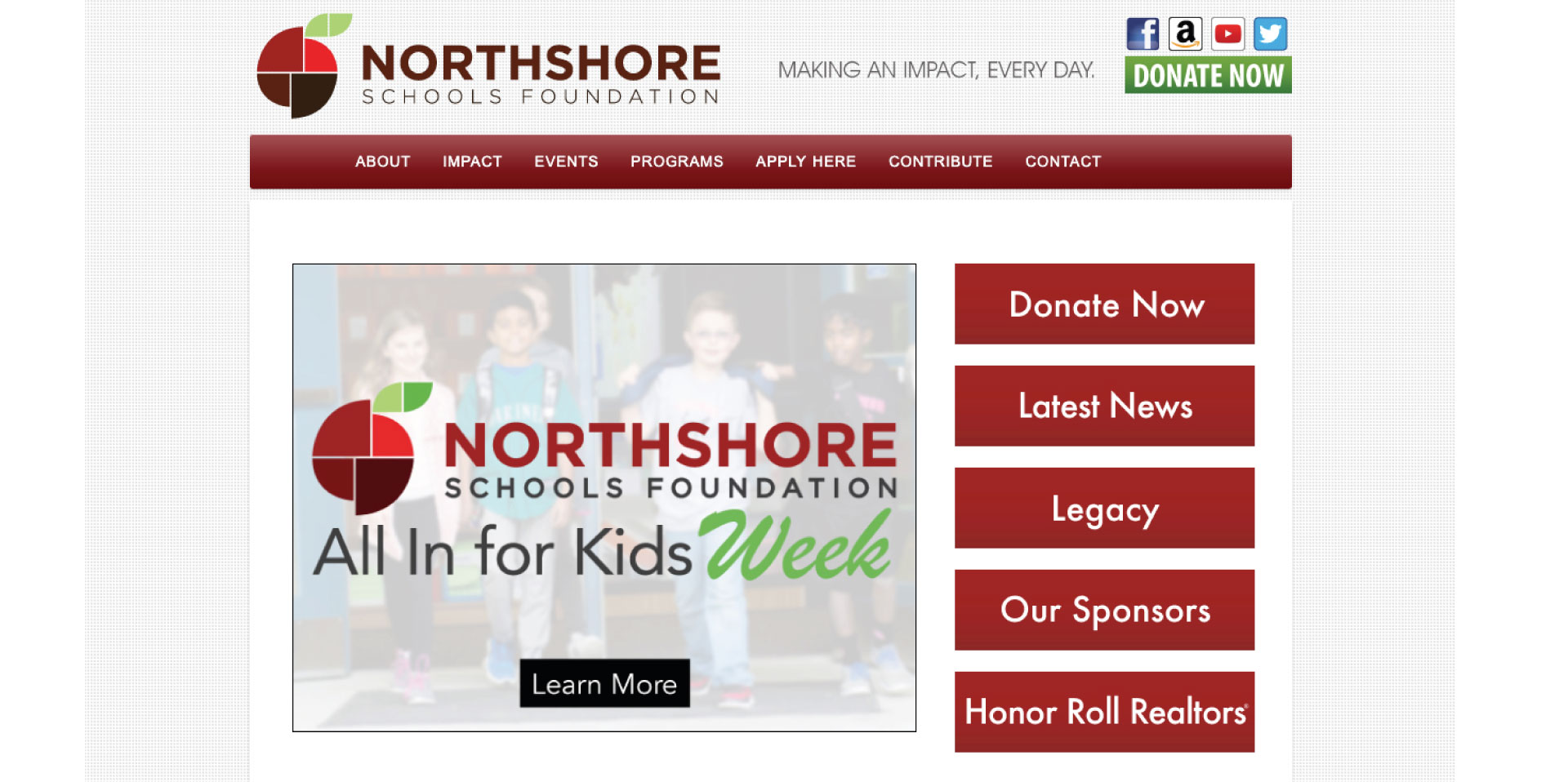 Northshore Schools Foundation Website designed by Ontra Marketing Group