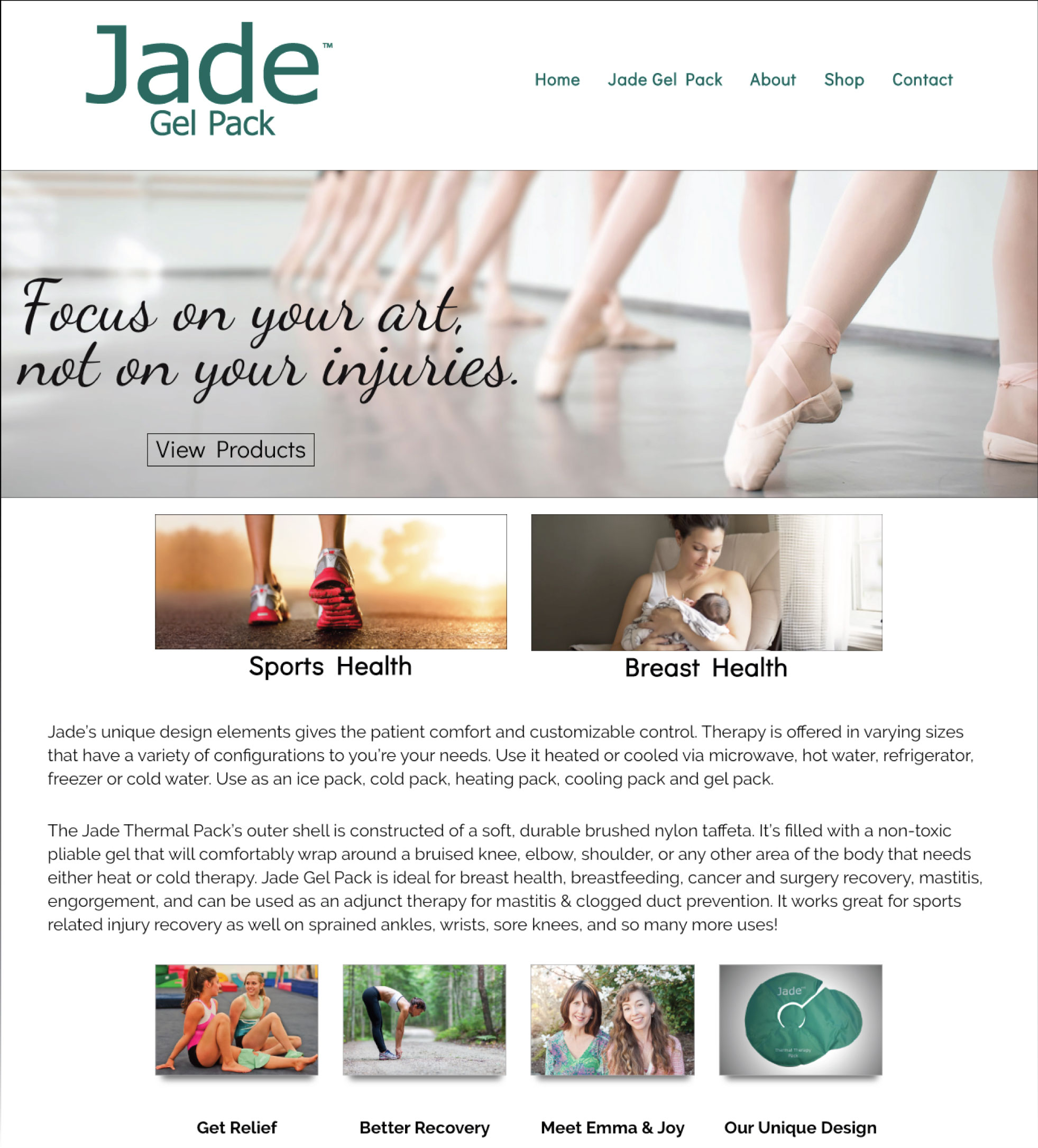 Jade Gel Pack Website by OMG Ontra