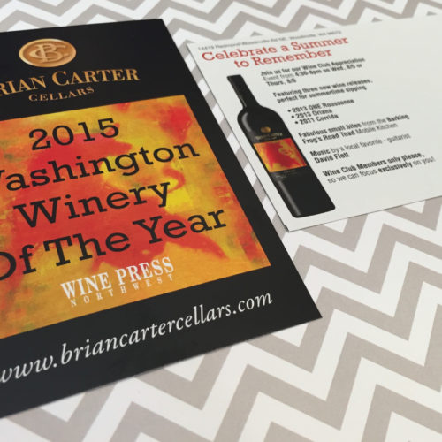 Brian Carter Cellars Wine Release Postcards designed by Ontra Marketing OMG