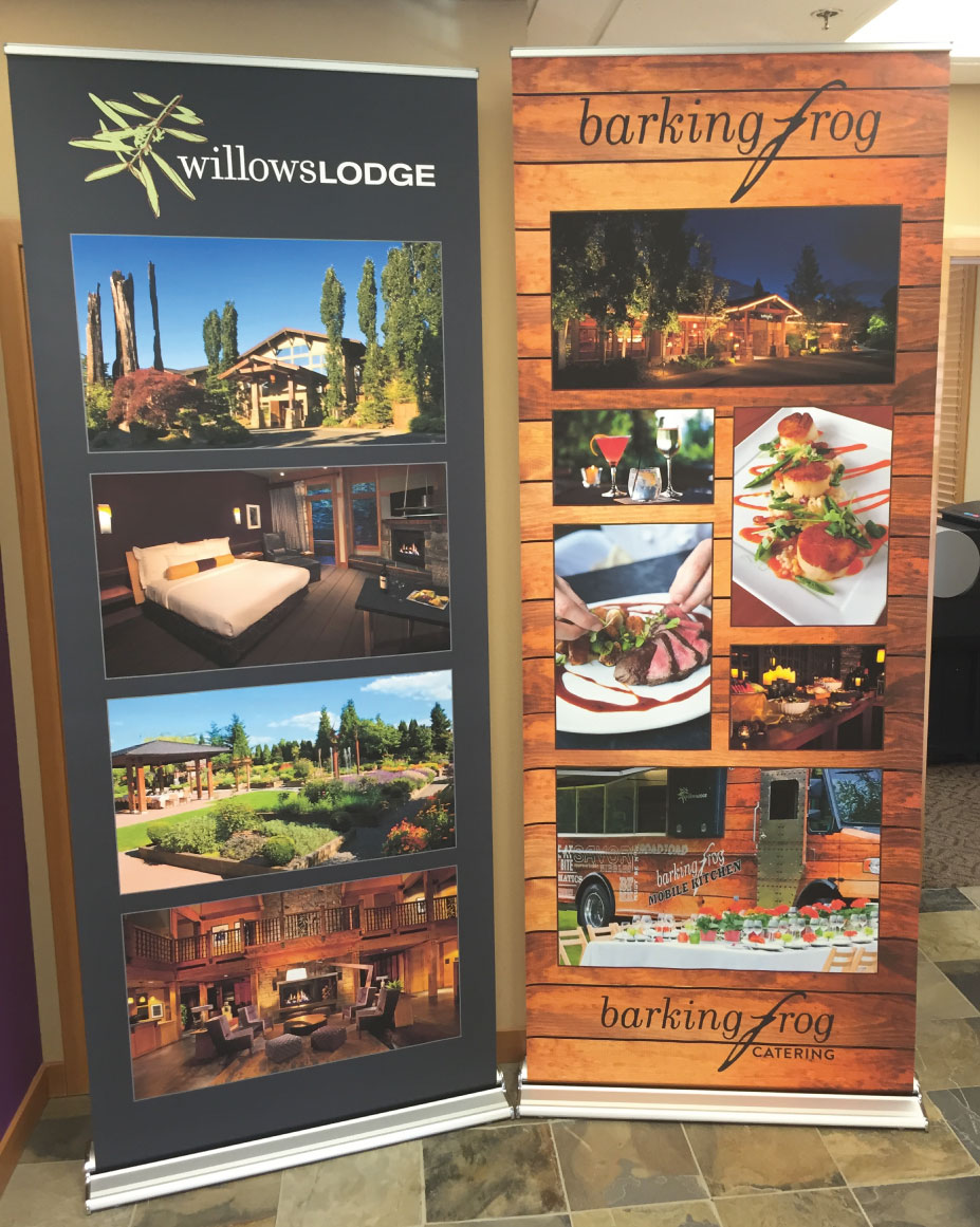 Willows Lodge Barking Frog Banner Stands designed by Ontra Marketing Group