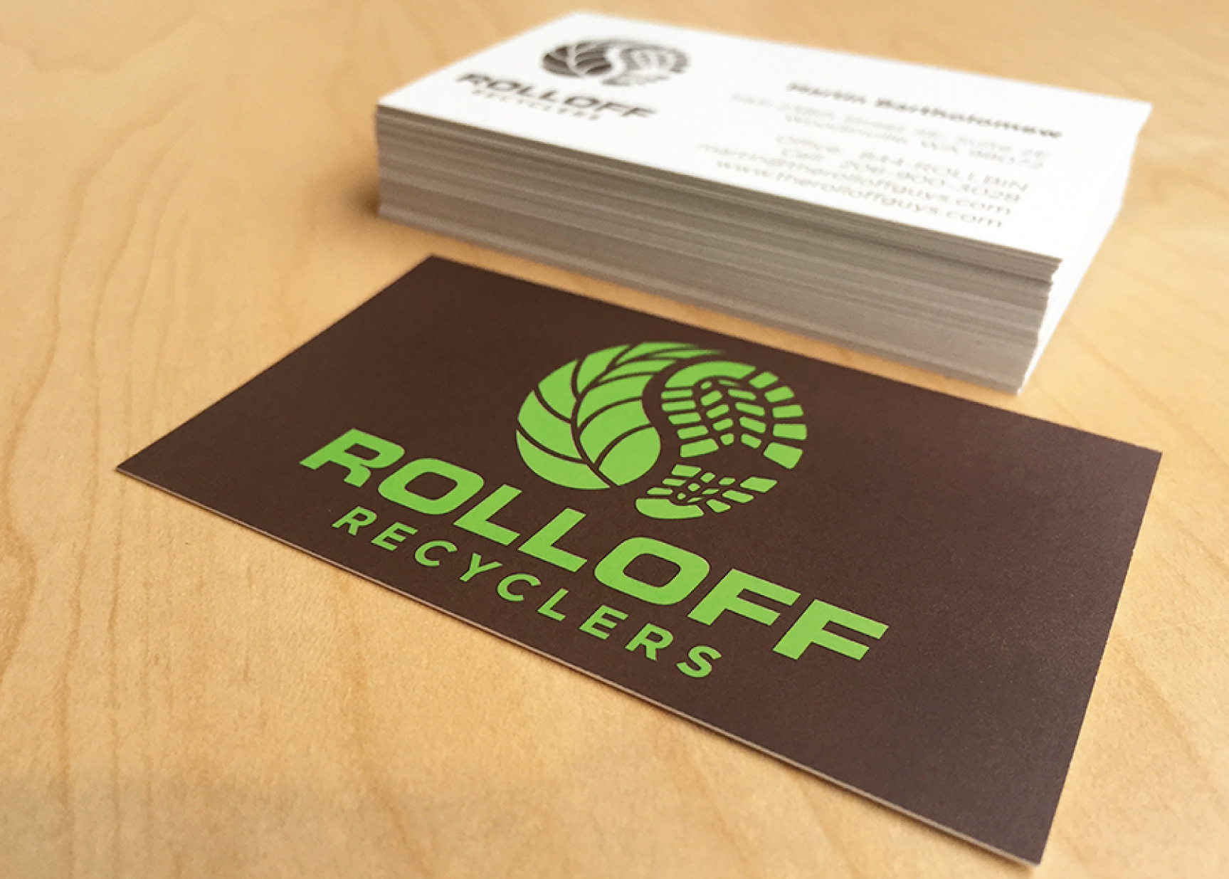 Rolloff Recyclers Business Cards printed by Ontra Marketing Group