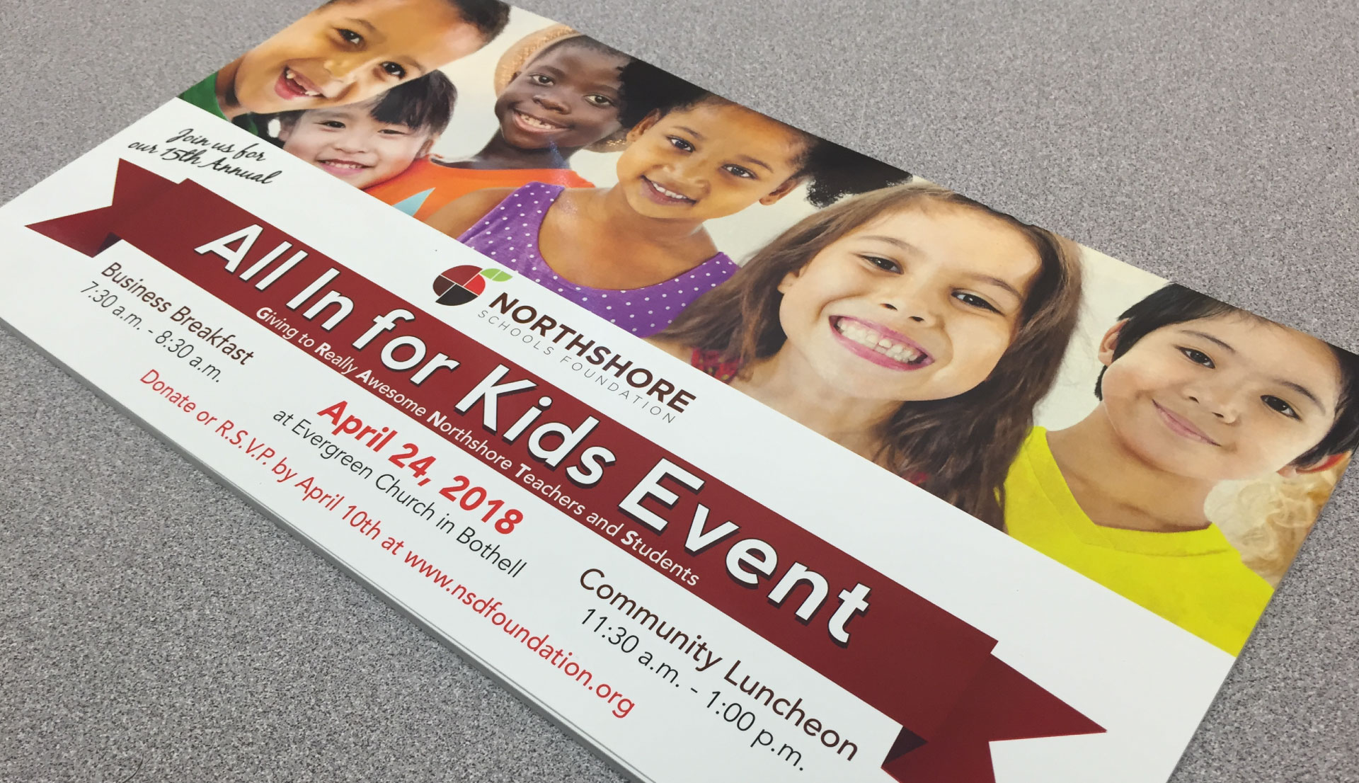 Northshore Schools Foundation All In For Kids Postcard