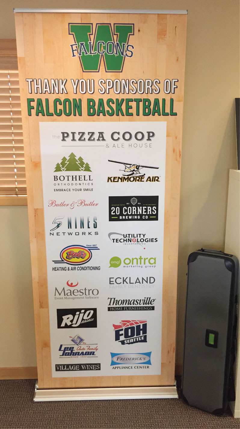 WHS Basketball Banner Stand design and printed by Ontra Marketing Group