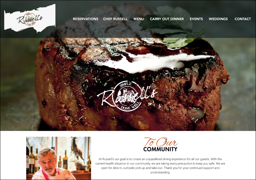 Russell's Restaurant & Loft Website Design by Ontra Marketing Group