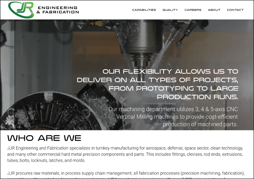 JJR Engineering & Fabrication website built by Ontra Marketing Group